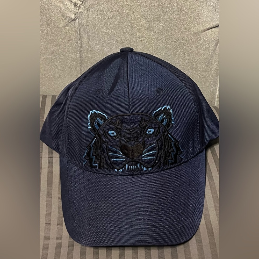Kenzo Hat - Navt Blue Cap with Embroidered Tiger Design